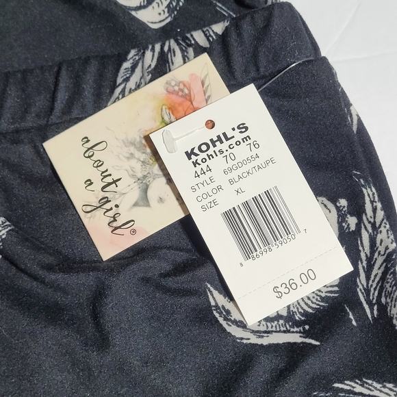 About a Girl Black & Taupe Floral Leggings (XL) - Picture 6 of 12